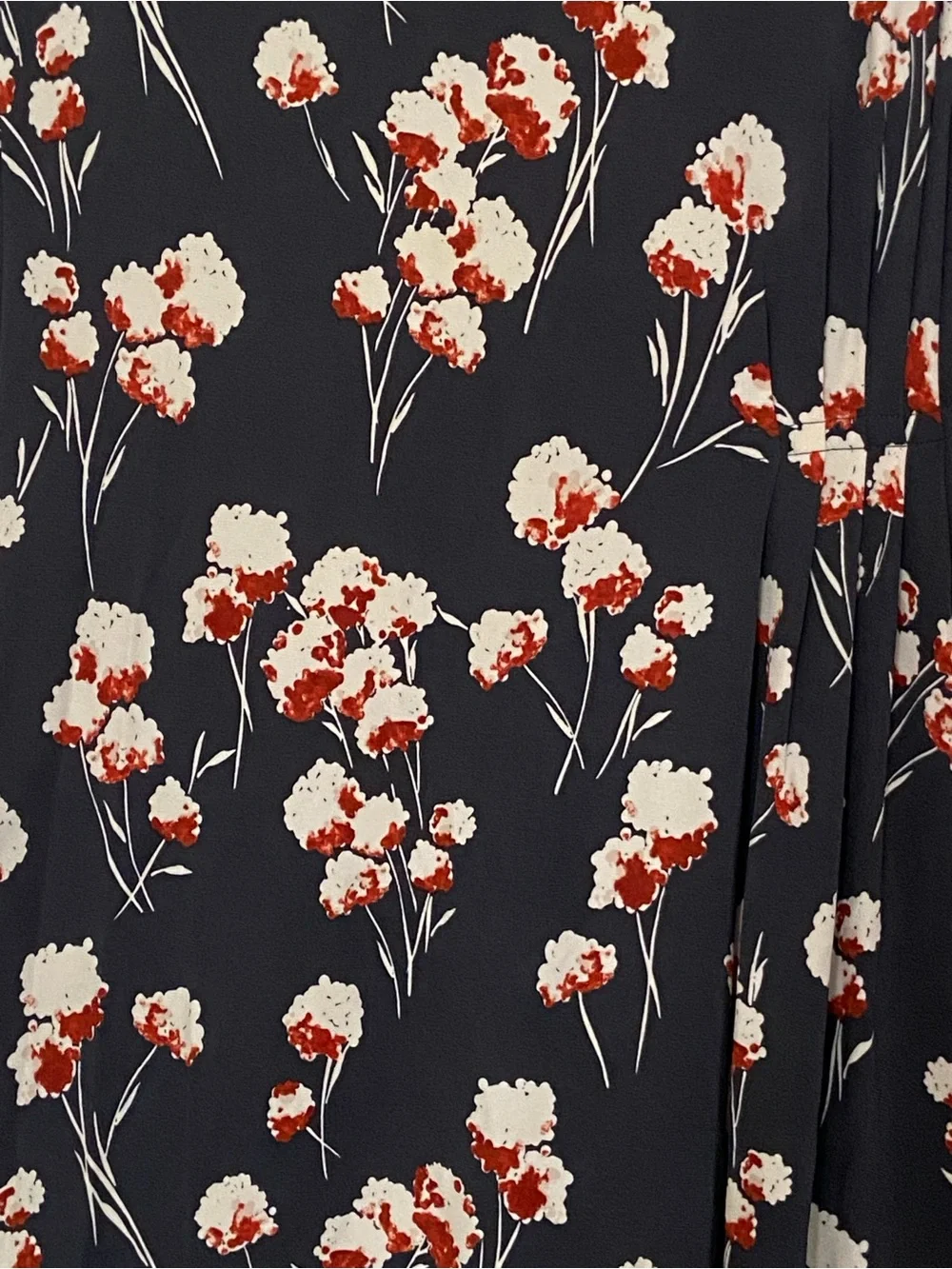 Tory Burch Floral Sheath Dress M Navy Cherry Blossom Side Zip Knee Length